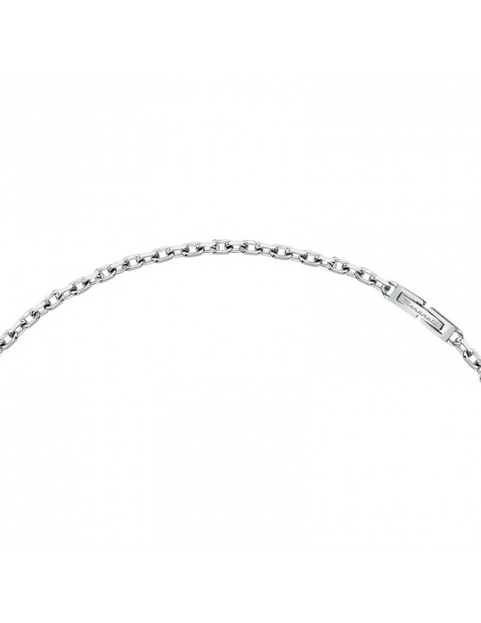 Maserati Necklace - Jewels - Rolò Chain - Steel-Black Logo -JM422AVD13