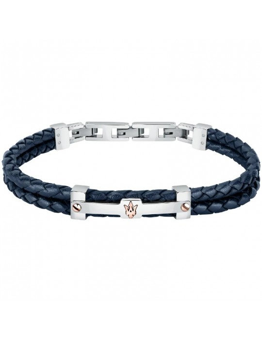 Bracciale Maserati - Jewels - Pelle - Blu - Logo -Rose Gold-JM422AVE10