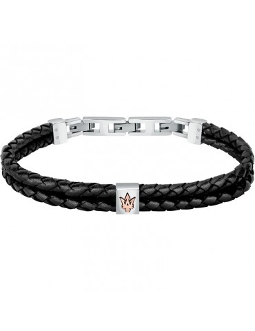 Bracciale Maserati - Jewels - Pelle - Nera - Logo-Rose Gold-JM422AVE13