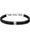 Maserati Bracelet - Jewels - Leather - Black-Logo-Rose Gold-JM422AVE13