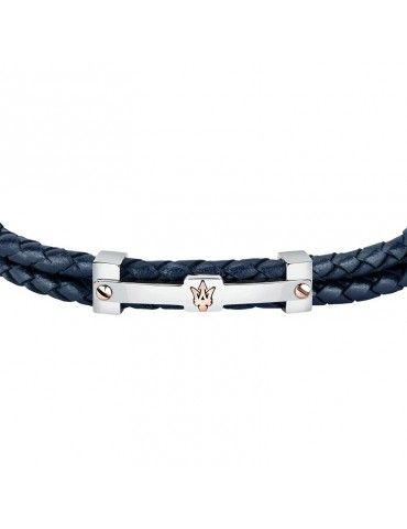 Bracciale Maserati - Jewels - Pelle - Blu - Logo -Rose Gold-JM422AVE10 2