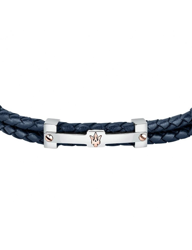 Bracciale Maserati - Jewels - Pelle - Blu - Logo -Rose Gold-JM422AVE10