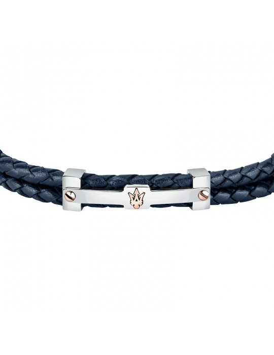 Bracciale Maserati - Jewels - Pelle - Blu - Logo -Rose Gold-JM422AVE10