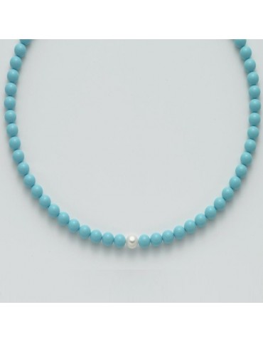 Miluna Necklace - Land and Sea - Turquoise Agglomerate - Pearl FW-PCL4432