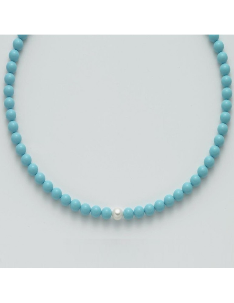 Collana Miluna - Terra e Mare - Agglomerato Turchese -Perla FW-PCL4432