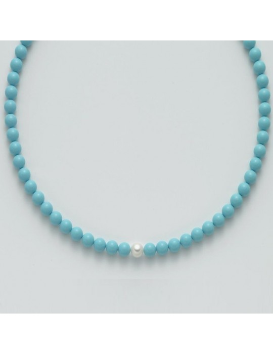 Miluna Necklace - Land and Sea - Turquoise Agglomerate - Pearl FW-PCL4432
