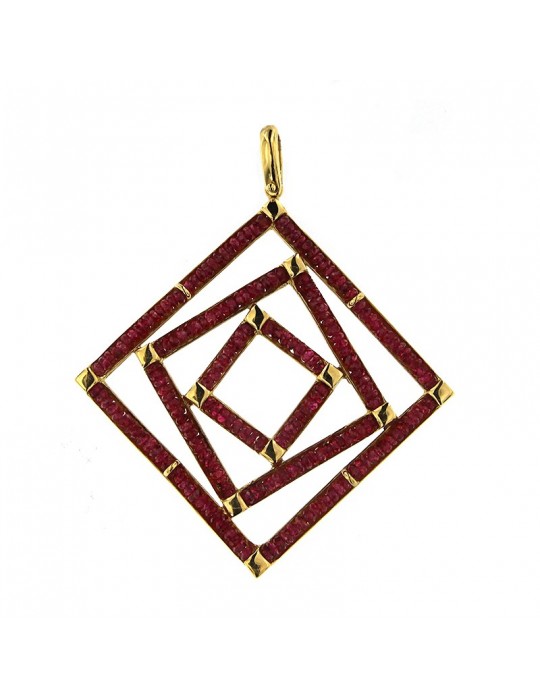 Pendente rombo Chirico con rubini da donna - 0