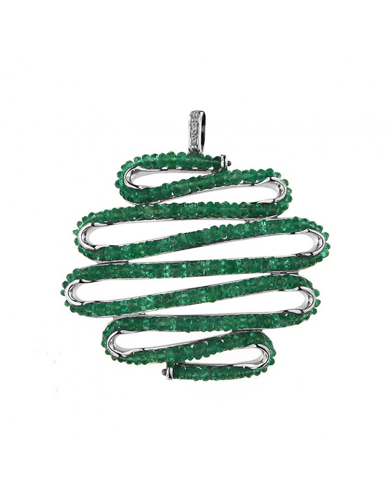 Chirico fantasy pendant with diamonds and emeralds for woman - 0