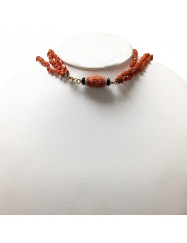 Collana Silvia Kelly Donna - in Oro con Corallo Mediterraneo e Diamanti - 0 2