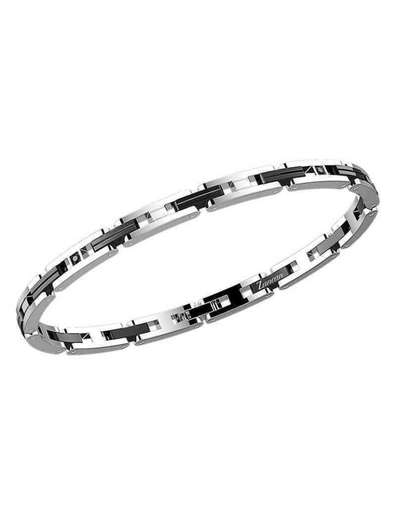Bracciale Zancan - Hi-Teck -Acciaio 316L - Spinelli Neri - EHB137