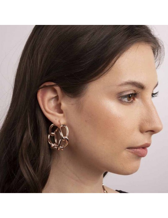 Bronzallure Earrings - Purity - Torchon-Rose Gold Circle-WSBZ01973R