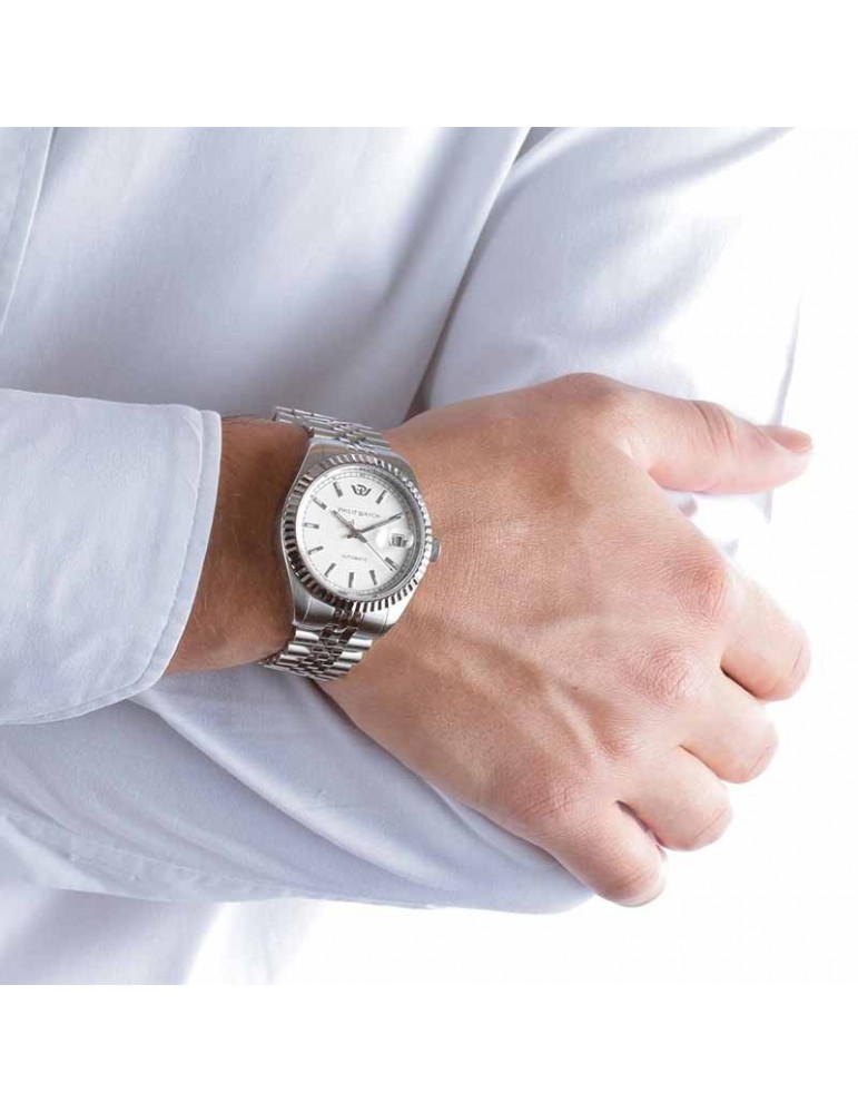 Philip Watch Men's Watch - Caribe Automatic Time and Date 39mm Silver White - 0