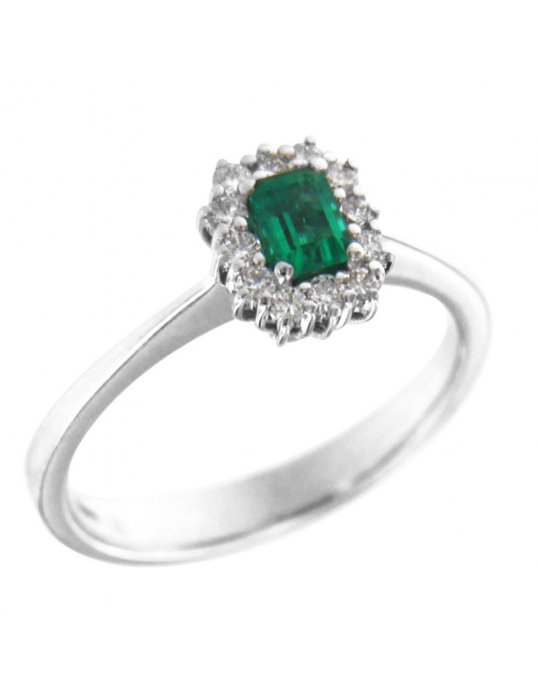 Anello Crieri - Bogotá - Oro - Diamanti - Smeraldo 0,27 ct - AFSPPK027EC1140