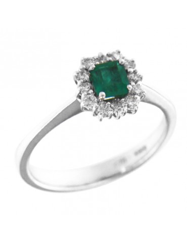Anello Crieri - Bogotá - Oro - Diamanti - Smeraldo 0,35 ct - AFSPPK035EC1140