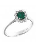 Ring Crieri Woman - Bogotá in 18K White Gold with Natural Diamonds and Emerald 0.35 ct - 0