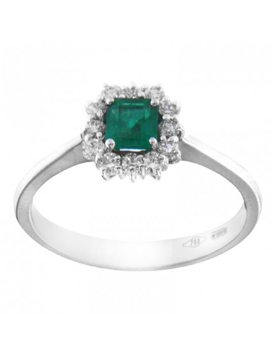 Anello Crieri - Bogotá - Oro - Diamanti - Smeraldo 0,35 ct - AFSPPK035EC1140