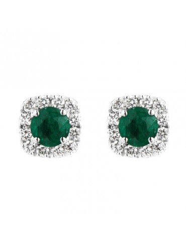 Orecchini Crieri - Bogotá - Oro Bianco - Diamanti - Smeraldi 0,48 ct - OPLPPK073DE1000