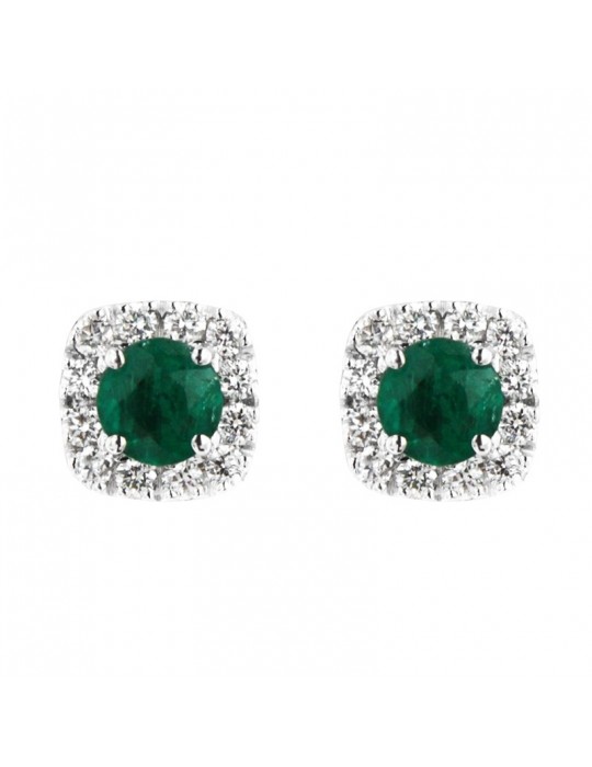 Crieri Woman Earrings - Bogotá in 18k White Gold with Natural Diamonds and Emeralds 0.48 ct - 0