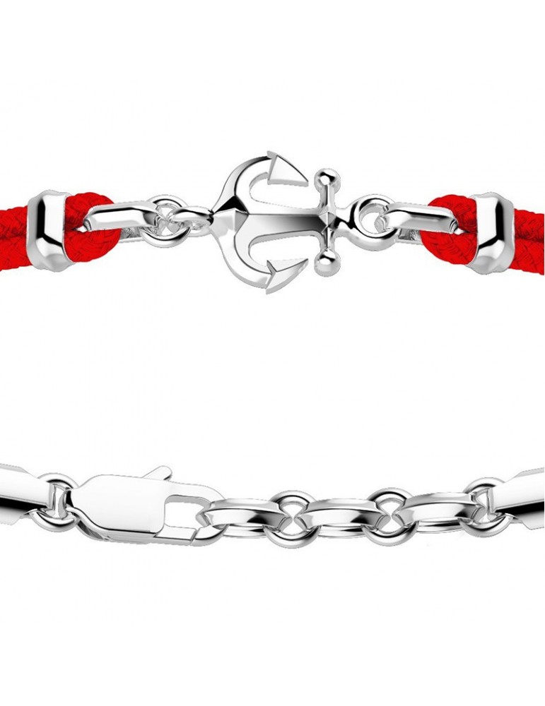 Zancan Men's Bracelet - Regatta - Red Kevlar - Anchor - EXB674RO