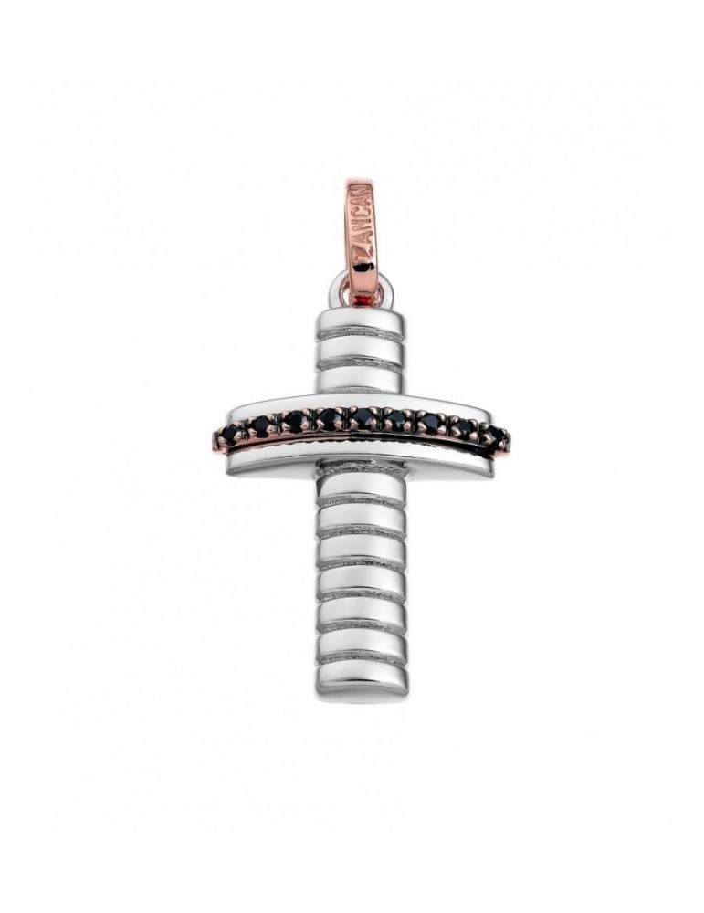 Ciondolo Zancan-Eternity-Croce-Oro Bianco 18kt-Diamanti Neri-EPE075BR