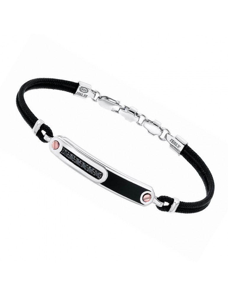 Bracciale Zancan - Rekord - Kevlar Nero -Placca-Spinelli Neri-EXB399RN