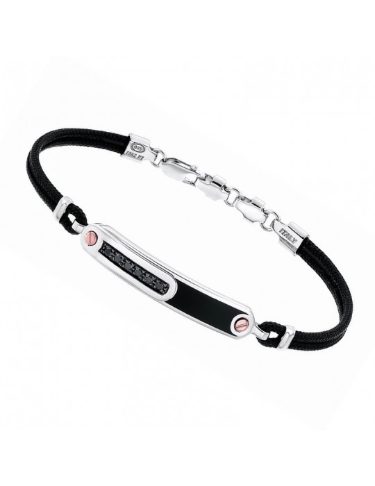 Bracciale Zancan - Rekord - Kevlar Nero -Placca-Spinelli Neri-EXB399RN