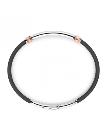 Zancan Bracelet - Spring - Black Leather - 925% Silver Plate - ESB174NE 2