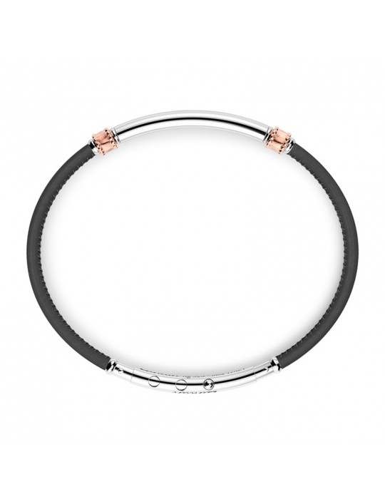 Bracciale Zancan - Spring - Pelle Nera -Targa in Argento 925%-ESB174NE