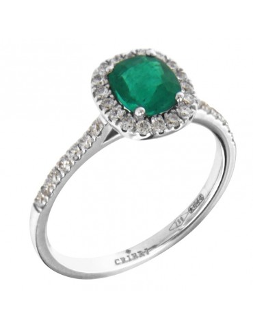Ring Crieri Woman - Bogotá in 18K White Gold with Natural Diamonds and Emerald 0,86ct - 0