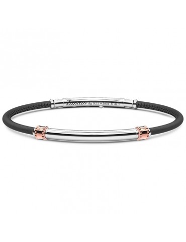 Bracciale Zancan - Spring - Pelle Nera -Targa in Argento 925%-ESB174NE