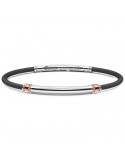 Zancan Bracelet - Spring - Black Leather - 925% Silver Plate - ESB174NE