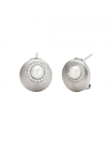 Boccadamo Earrings Woman- Eclipse - Silver - Pearl - Zircons - OR763P