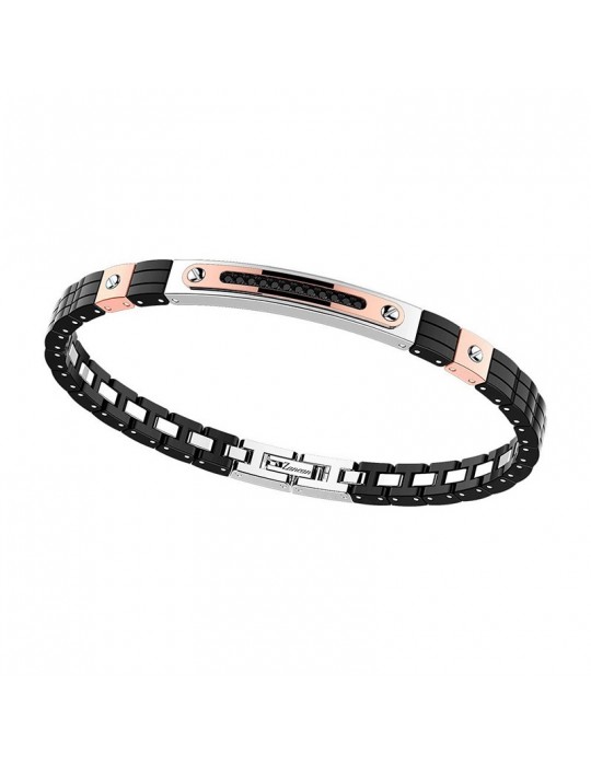 Zancan Bracelet - Hi Teck - 316L Steel - Black Spinels - EHB145