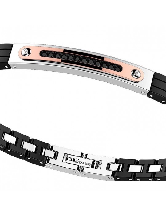 Zancan Bracelet - Hi Teck - 316L Steel - Black Spinels - EHB145