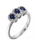 Picca Ring Woman - in White Gold with Diamonds and Shappire - 0