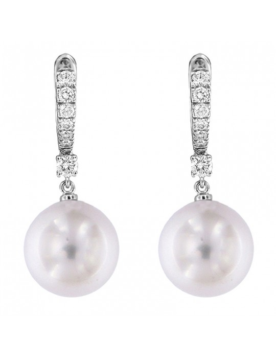 Picca Pearl's Earrings - Australian South Sea in White Gold with Diamonds - 0