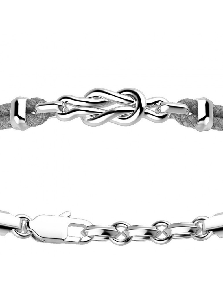 Zancan Bracelet - Regatta - Gray Kevlar - Knot-925% Silver -EXB673GR