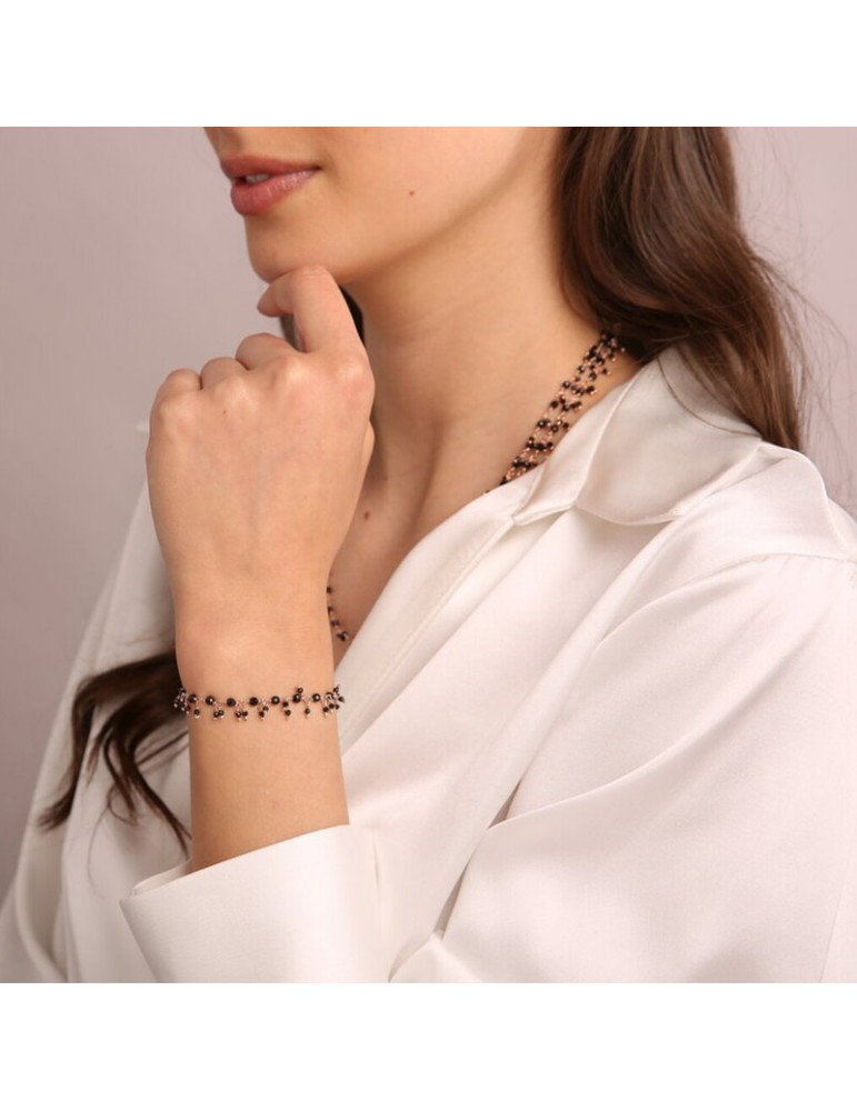 Bronzallure Bracelet - Variegata - Rosary -Spinelli Neri-WSBZ01900BS