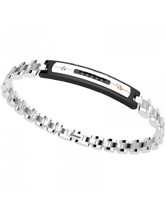 Bracciale Zancan - Hi-Teck - Acciaio 316L - Spinelli Neri - EHB111