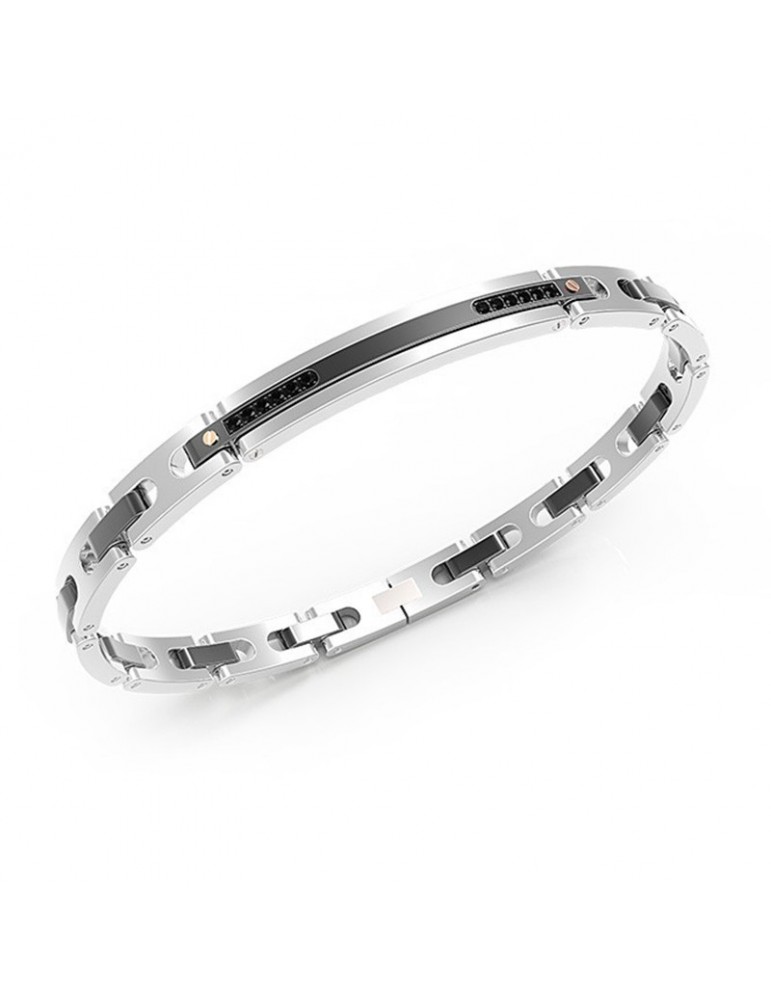 Bracciale Zancan - Hi-Teck - Acciaio 316L - Spinelli Neri - EHB093