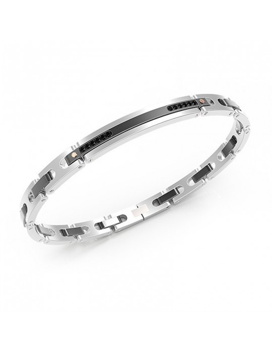 Zancan Bracelet - Hi-Teck - 316L Steel - Black Spinels - EHB093