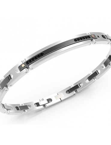 Zancan Bracelet - Hi-Teck - 316L Steel - Black Spinels - EHB093 2