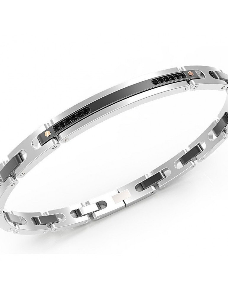 Zancan Bracelet - Hi-Teck - 316L Steel - Black Spinels - EHB093