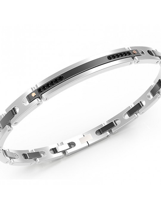 Zancan Bracelet - Hi-Teck - 316L Steel - Black Spinels - EHB093