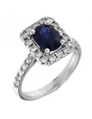 Picca Ring Woman - in White Gold with Diamonds and Shappire - 0