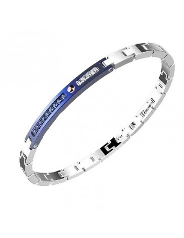 Zancan Bracelet - Hi-Teck-Steel-Blue Spinels-White Sapphires-EHB172 2
