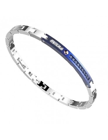 Zancan Bracelet - Hi-Teck-Steel-Blue Spinels-White Sapphires-EHB172