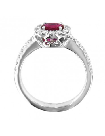 Picca Woman's Ring - in White Gold with Diamonds and Ruby - 0 2