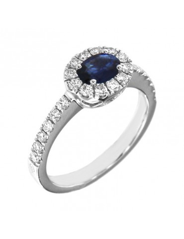 Picca Woman's Ring - in White Gold with Diamonds and Sapphire - 0