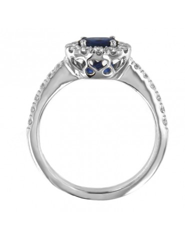 Anello Picca Donna - in Oro Bianco con Zaffiro e Diamanti Naturali - 0 2